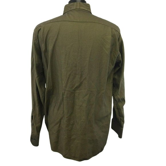 INGRAM Mens Casual Button Shirt L Italian L/S Brown Black Stripe Pocket Large - Picture 8 of 12